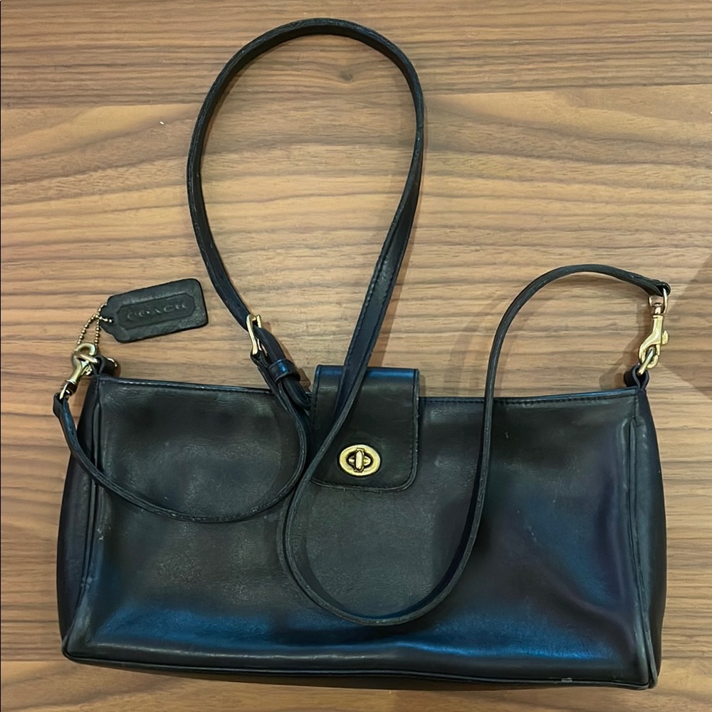 Coach Midnight Black Leather Shoulder Bag